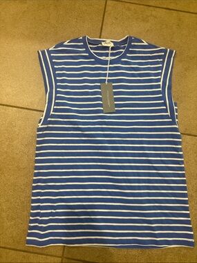 Amalli Talli Blue & White Striped Sleeveless Tee